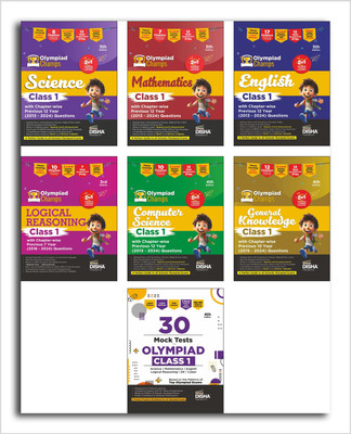 Combo Class 1 (set of 7 books) Olympiad Champs Science, Mathematics, English, Logical Reasoning, Computer Science (Cyber) & GK with 30Mock Tests 4th Edition(Paperback, Disha Experts)