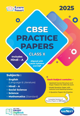 NAVNEET LEARN SMART – CBSE PRACTICE PAPERS CLASS 10 FOR BOARD EXAMS 2025 [English + Hindi A + Social Science + Science + Mathematics (Standard)](Paperback, Navneet)