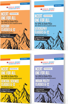 Oswaal NCERT One for All Book For UPSC and State PSCs History, Geography, General Science and Indian Polity (Set of 4 Books) (Old and New NCERT Edition) Latest Edition(Product Bundle, Oswaal Editorial Board)