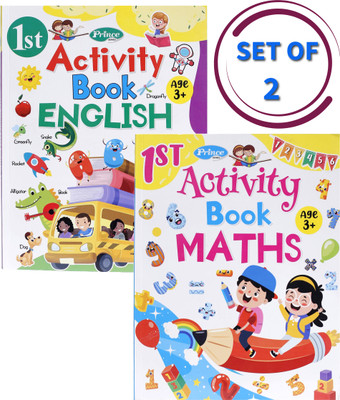 1st Prince Activity Book Maths And 1st Activity Book ENGLISH Development And Mathematics Fun Learning And Writing Books For Children (Set Of 2)(Paperback, Kamal Book)