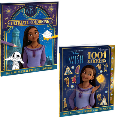 Disney Wish Colouring and Sticker Pack of 2 Books | 1001 Stickers | Ultimate Colouring | Princess | For 3 to 6 Year Old Kids  - Bundle(Paperback, Disney)
