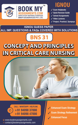 IGNOU BNS 31 Concept and Principles in Critical Care Nursing | Guess Paper| Important Question Answer | Diploma in Critical Care Nursing (DCCN)(Paperback, BMA Publication)