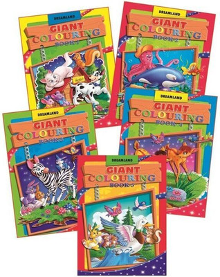 Giant Colouring Books - (5 Titles)  - Extra-Large Colouring Books | Each Book with 24 Pages of Big Bold Illustrations | Ideal for Kids Ages 1-6 | Complete Creativity Package for Young Artists(English, Paperback, Dreamland Publications)