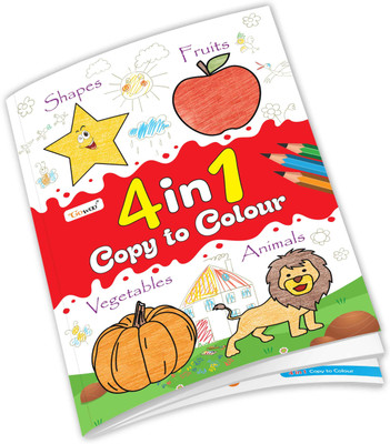 4 In 1 Copy To Colour book : Colouring Book for Preschoolers, Easy Drawing and Copy Colour Activities, Creative Fun for Young Artists(Paperback, GOWOO)