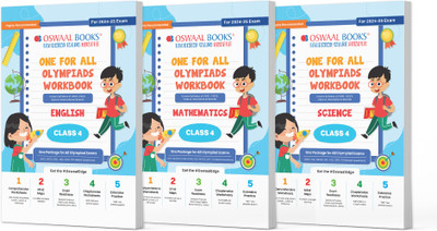 Oswaal One for All Olympiad Workbooks Class 4 (Set of 3 Books) Maths, Science and English for 2024-25 Exam(English, Paperback, Jain P.)