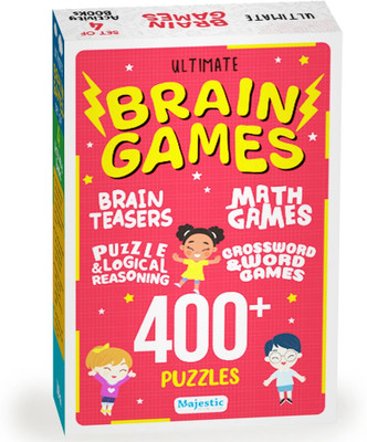 The Ultimate Brain Games Collection Set of 4 books Brain Booster Activities for kids Puzzle & logical Reasoning Maths Games Crossword & Word Games Brain Teasers(Paperback, The Book Tree)