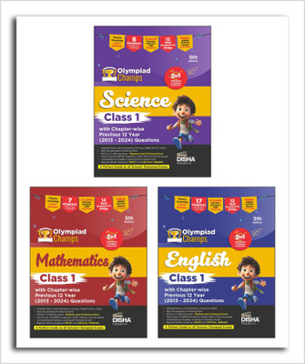 Disha Combo Class 1 (set of 3 books) Olympiad Champs Science, Mathematics, English with Chapter-wise Previous 12 Year (2013 - 2024) Questions 5th Edition(Paperback, Disha Experts)