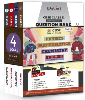 Educart CBSE Class 12 Combo of Physics, Chemistry, English Core & Maths New Question Bank Books for 2022-23 (Bundle of 4 Books)(Paperback, Educart)