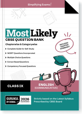 Gurukul By Oswal English Communicative Most Likely CBSE Question Bank for Class 9 Exam 2026 - Chapterwise & Categorywise, New Paper Pattern (MCQs, Extract Based, NCERT Questions), Self Study Guide(Paperback, Oswal Publishers) Gurukul By Oswal English Communicative Most Likely CBSE Question Bank for Class 9 Exam 2026 - Chapterwise & Categorywise, New Paper Pattern (MCQs, Extract Based, NCERT Questions), Self Study Guide(Paperback, Oswal Publishers)