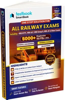 Railway All Exams Smartbook | 5000+ Chapterwise TCS PYQs & MCQs | For RRB NTPC, ALP, Group D, JE & Other Railway Exams  - General Awareness, General Science, Mathematics & Reasoning (English)(Paperback, Testbook)