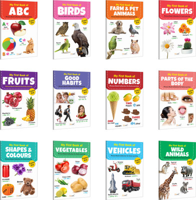 My First Book of ABC, Numbers, Fruits and more books (ENG-HINDI) : Picture Books Collection for Early Learning, Learn with Pictures | Set of 12 Books(Paperback, GOWOO)