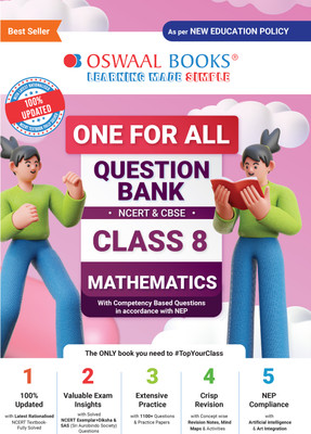 Oswaal One for All Question Bank Ncert and Cbse, Class-8 Mathematics (for 2024 Exam)(English, Paperback, Jain P.)