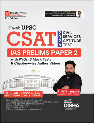 Disha Crack UPSC CSAT 2026 Civil Services Aptitude Test IAS Prelims Paper 2 with PYQs, 3 Mock Tests & Chapter-wise Author Videos 11th Edition | Highly Useful for State PSC Exams(Paperback, Rishi Bhargava)