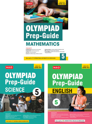 MTG Olympiad Prep-Guide Class-5 Mathematics, Science & English (Set of 3 Books) - Detailed Theory, Self Test with IMO-NSO-IEO Chapterwise Previous Year Question Paper For SOF 2024-25 Exam(Paperback, MTG Editorial Board)