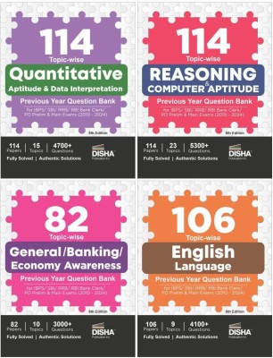 114 Topic-Wise Reasoning/ Quantitative Aptitude/ English/ General Awareness Solved Papers for Ibps/ Sbi/ Rrb/ Rbi Bank Clerk/ Po Prelim & Main Exams (2010 - 24) Combo(English, Paperback, unknown)