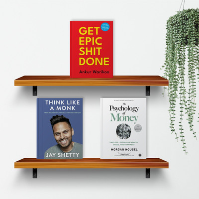 Get Epic Shit Done + Think Like a Monk + Psychology of Money - Free Bookmark Inside(Paperback, Morgan Housel, Jay Shetty, Ankur Warikoo)