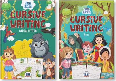 Cursive Writing Books  - Capital Letters and Words Tracing Practice [Set of 2 Books] | Best Cursive Handwriting Book in India | English Alphabet & Word Writing Workbook for Ages 3–6 | Two Brothers Publications(Paperback, Two Brothers Publications)