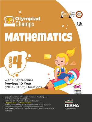 Olympiad Champs Mathematics Class 4 with Chapter-Wise Previous 10 Year (2013 - 2022) Questions Complete Prep Guide with Theory, Pyqs, Past & Practice Exercise(English, Paperback, Disha Experts)