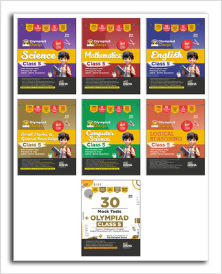 Disha Olympiad Champs Science, Mathematics, English, Logical Reasoning, Cyber & GK Class 5 with 28 Mock Tests (set of 7 books) 3rd Edition(Paperback, Disha Experts)