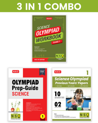 MTG Class-1 National Science Olympiad (NSO) Workbook, Prep-Guide & Previous Years Papers (PYQs) with Mock Test Paper (Set of 3 Books) - SOF Olympiad Books For 2025-26 Exam(Paperback, MTG Editorial Board)