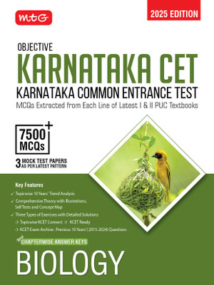 MTG Objective Karnataka CET Biology Book For 2025 KCET Exam | KCET Topicwise Comprehensive Theory with 10 Previous Years Solved Question Papers & 7500+ MCQs | KCET PYQs Question Bank(Paperback, MTG Editorial Board)