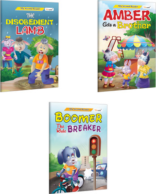 My Second Reader - The Disobedient Lamb, Amber Gets a Brother and Boomer the Rule Breaker :- Educational bedtime tales, Picture books for early learners | Combo of 3 Story Books(Paperback, GOWOO)