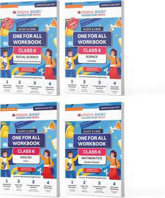 NCERT & CBSE One For All Workbook For Class 6 Maths, Science, Sst, Eng (4 Books)(Paperback, Oswaal Editorial Board)