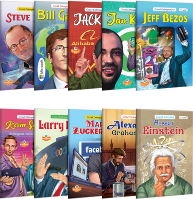 Story book for kids : Bill Gates, Steve Jobs, Mark Zuckerberg and more (Great Entrepreneur), Albert Einstein, and Alexander Graham Bell (Great Scientists)-Educational Books for Kids |Combo of 10 Books(Paperback, GOWOO)