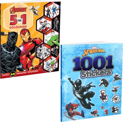 Marvel Spider-Man and Avengers Sticker and Colouring Pack of 2 Books | Stickers, Colouring and Activities for Kids  - Bundle(Paperback, Parragon)