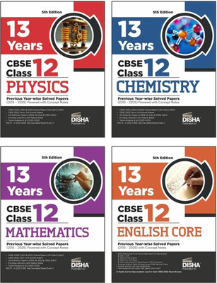 Disha Combo (4 Books) 13 Years CBSE Class 12 Solved Physics, Chemistry, Mathematics & English Core Previous Year-wise Question Papers (2013 - 2025) 4th Edn | PYQs | 2026 CBSE Question Bank Class 12(Paperback, Disha Experts)