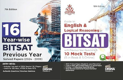 16 Year-wise BITSAT Previous Year Solved Papers (2024 - 2009) 7th Edition | Physics, Chemistry, Mathematics, English & Logical Reasoning | 2470 PYQs&Guide to English & Logical Reasoning for BITSAT with Previous Year Questions & 10 Mock Tests - 5 in Book & 5 Online 12th Edition | PYQs | Revision Mate 16 Year-wise BITSAT Previous Year Solved Papers (2024 - 2009) 7th Edition | Physics, Chemistry, Mathematics, English & Logical Reasoning | 2470 PYQs&Guide to English & Logical Reasoning for BITSAT with Previous Year Questions & 10 Mock Tests - 5 in Book & 5 Online 12th Edition | PYQs | Revision Mate