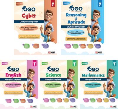 Full Marks OGO Olympiad Books for Class 7 | Combo of 5 Books (Math, Science, English, Reasoning & Cyber) - Engaging Guides with Practice Papers, Interactive Exercises & Concept Videos for 2024-25(Paperback, Full Marks)