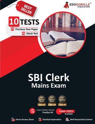 SBI Clerk Mains Exam  - 2024 | 8 Full Length Mock Tests and 2 Previous Year Papers (1900 Solved Questions) with Free Access To Online Tests(English, Paperback, Edugorilla Prep Experts)