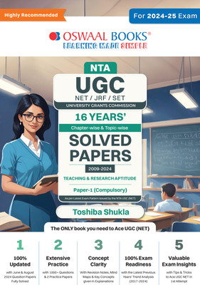 Oswaal Nta UGC Net / Jrf / Set Paper 1 | 16 Years' Chapter-Wise & Topic-Wise Solved Papers (2009 - 2024) | Teaching & Research Aptitude(English, Paperback, Shukla Toshiba)