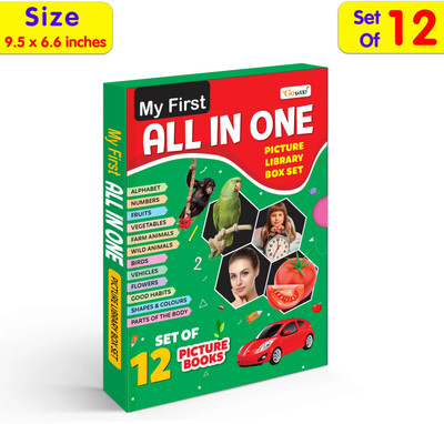 My First All in One Picture Library Box Of 12 (Pre-School Books) | Gift Set For Kids in Green(Paperback, GOWOO)