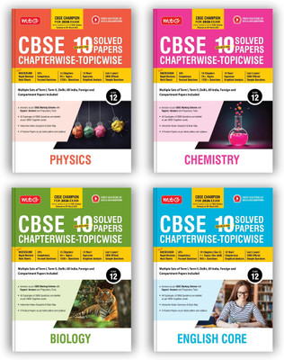 MTG CBSE 10 Years (2025-2016) Chapterwise Topicwise Solved Papers Class 12 Physics, Chemistry, Biology & English (Set of 4 Books) - CBSE Champion For 2026 Exam | Free Video Solution of PYQs (As Per Latest Pattern)(Paperback, MTG Editorial Board)