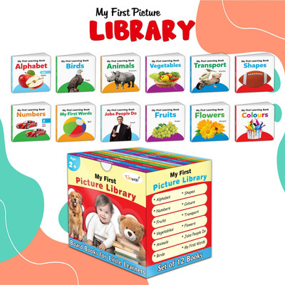 Gift Set For Kids Picture Library Box (Red Edition) : Early Learning Picture Book Collections, Essential Board Book, Box Set Of 12 Board Books(Board Book, GO WOO)