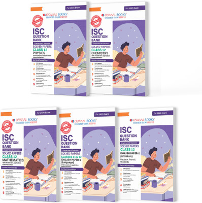 Oswaal Isc Question Bank Chapter-Wise Topic-Wise Class 12 Physics, Chemistry, Mathematics, English Paper-1 and 2 (Set of 5 Books) for 2025 Board Exams(English, Paperback, Jain P.)