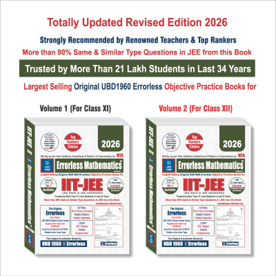 UBD1960 Errorless Mathematics for IIT-JEE (MAIN & ADVANCED) as per NTA (Paperback+Smart E-book)Updated New Edition 2026 (2 volumes) Original Errorless Self Scorer Book with Trademark Certificate(Paperback, Experienced, Expert Team of Teachers) UBD1960 Errorless Mathematics for IIT-JEE (MAIN & ADVANCED) as per NTA (Paperback+Smart E-book)Updated New Edition 2026 (2 volumes) Original Errorless Self Scorer Book with Trademark Certificate(Paperback, Experienced, Expert Team of Teachers)
