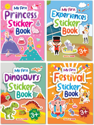 My First Sticker Books (Set of 4 Books) - Princess, Dinosaurs, Festivals and Experiences - Activity Books with 375+ Stickers - Age 3+(English, Paperback, Maple Press)
