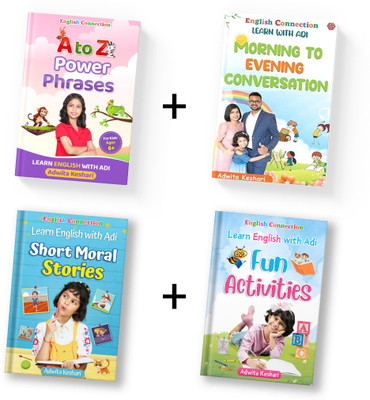 A to Z Power Phrases + Morning to Evening + Short Moral Stories + Fun Activity - English Connection (Set of 4 Books) for Childrens(Paperback, Adwita Keshari)