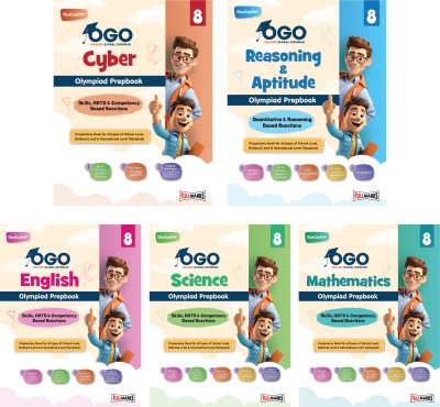 Full Marks OGO Olympiad Books for Class 8 | Combo of 5 Books (Math, Science, English, Reasoning & Cyber) - Engaging Guides with Practice Papers, Interactive Exercises & Concept Videos for 2024-25(Paperback, Full Marks)