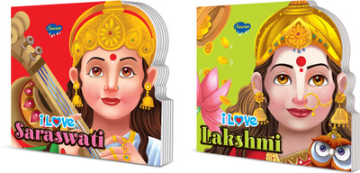 I Love Lakshmi and Saraswati Die cut board book for kids : Children learning story book, Early learning story book, Picture Book for Toddlers | Pack of 2 Books(Board Book, Manoj Publications)