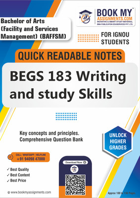 IGNOU BEGS 183 Writing and study Skills Quick Readable Study Notes for Academic Excellence - Features 80 GSM A4 Paper for Sharp Prints, Perfect for Effective Learning - English Edition(Paperback, BMA Publication)