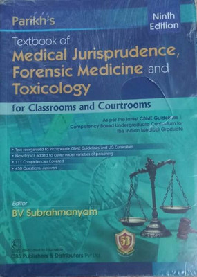 Parikh's Textbook of Medical Jurisprudence, Forensic Medicine and Toxicology : for Classrooms and Courtrooms(Paperback, BV Subrahmanyam)
