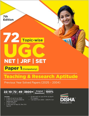 Disha 72 Topic-wise NTA UGC NET/ JRF/ SET Paper 1 (Compulsory) Teaching & Research Aptitude Previous Year Solved Papers (2025 - 2004) 7th Edition | PYQs Question Bank | National Eligibility Test |(Paperback, Disha Experts)