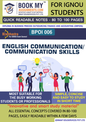 IGNOU BPOI 6 English Communication/Communication Skills Quick Readable Notes | Important Topic-wise Conceptual Notes | Diploma in Business Process Outsourcing Finance and Accounting (DBPOFA)(Paperback, BMA Publication)