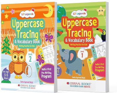 Oswaal Lil Legends 2-Book Set: Uppercase Letter Tracing & Vocabulary Activity Books for Kids Ages 3-5 | Early Writing, ABC Learning & Fine Motor Skill Development(Product Bundle, Oswaal Editorial Board)