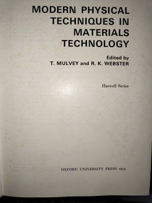 Modern Physical Techniques in Materials Technology(English, Hardcover, unknown)