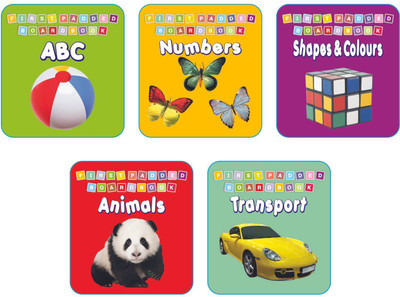 First Padded Board Book -1 to 5 Pack 1  - Early Learning Books for Kids Age | ABC, Numbers, Shapes & Colours, Animals, and Transport with Bright, Colourful Illustrations on Durable Padded Pages(English, Hardcover, unknown)